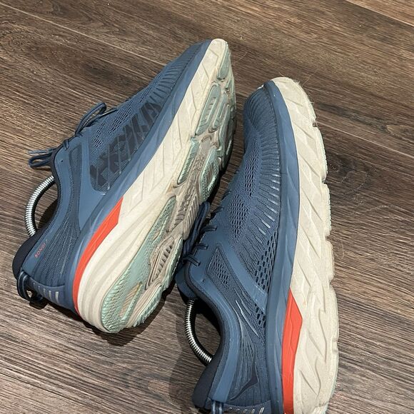 Hoka One One Bondi 7 Men's 12 Running Shoes 1110518 RTOS Blue Teal Orange - Picture 7 of 13